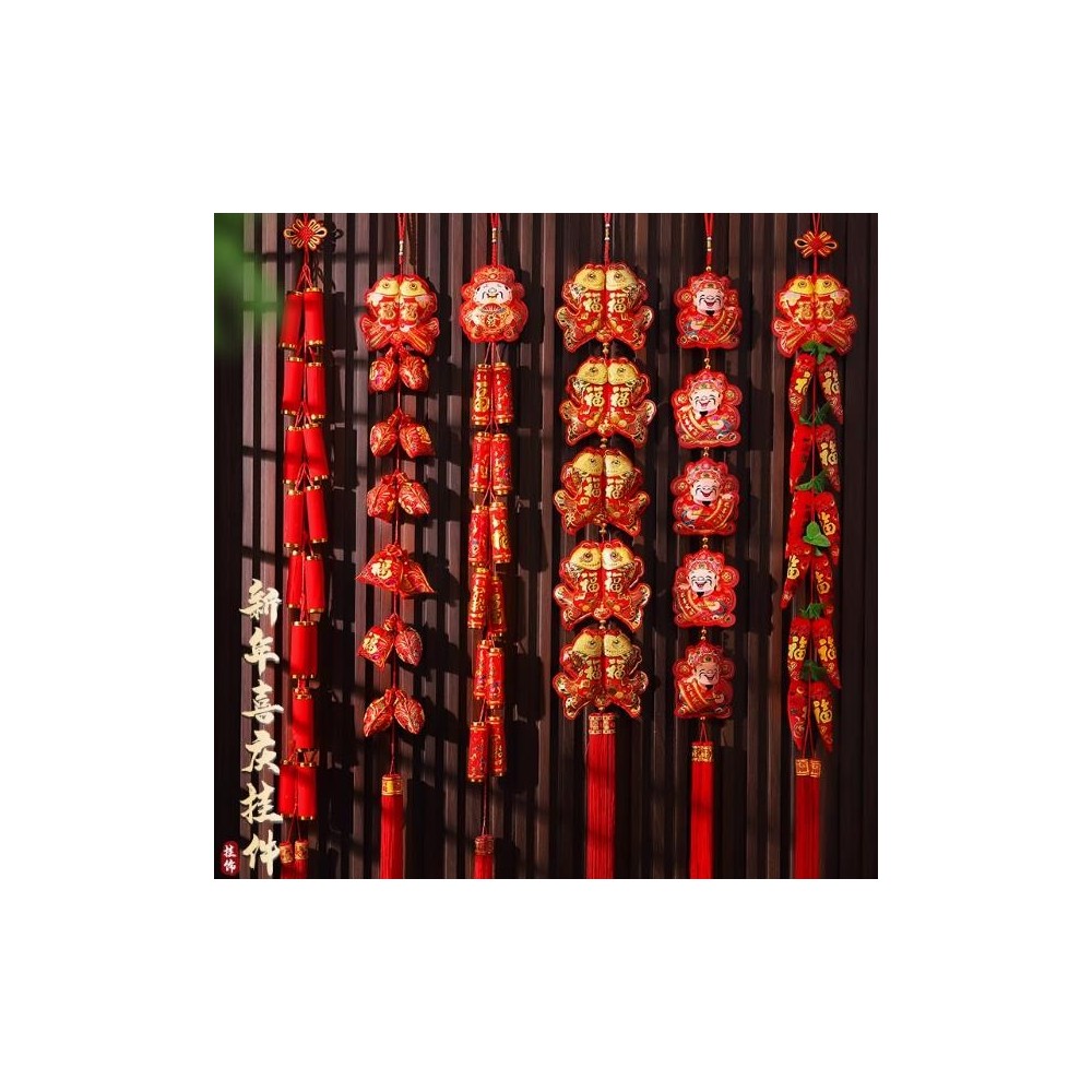 Fu character festive pendant door hanging Chinese knot pepper string firecrackers wall decoration Fu character festive pendant door hanging Chinese knot pepper string firecrackers wall decoration