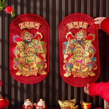 Flannel door god stickers self-adhesive door town house three-dimensional stickers