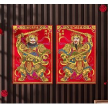 Flannel door god stickers self-adhesive door town house three-dimensional stickers