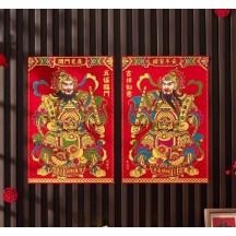 Flannel door god stickers self-adhesive door town house three-dimensional stickers