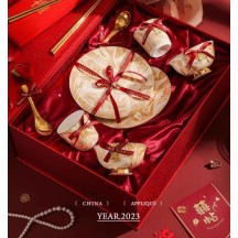 Bride and groom wedding gift tableware set