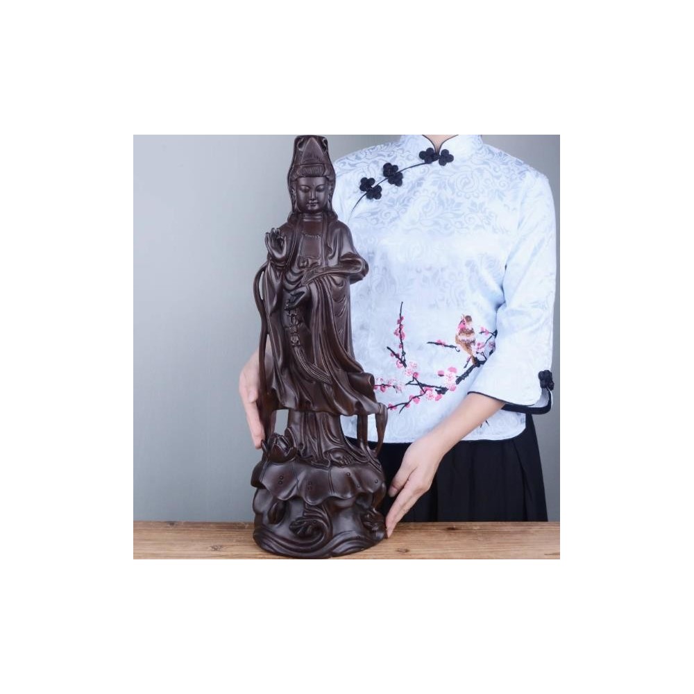 Guanyin ornaments ebony solid wood carving Ruyi Guanyin Bodhisattva Buddha statue offerings Guanyin ornaments ebony solid wood carving Ruyi Guanyin Bodhisattva Buddha statue offerings