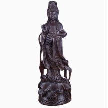 Guanyin ornaments ebony solid wood carving Ruyi Guanyin Bodhisattva Buddha statue offerings