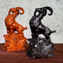 Ebony carved sheep ornaments solid wood carved wooden twelve zodiac sheep six-in-one crafts