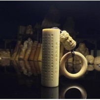 Solid round jade bamboo carving heart sutra golden hoop handle ornament