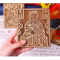 Solid wood carving print rubbing DIY non-legacy cultural decoration set blessing print