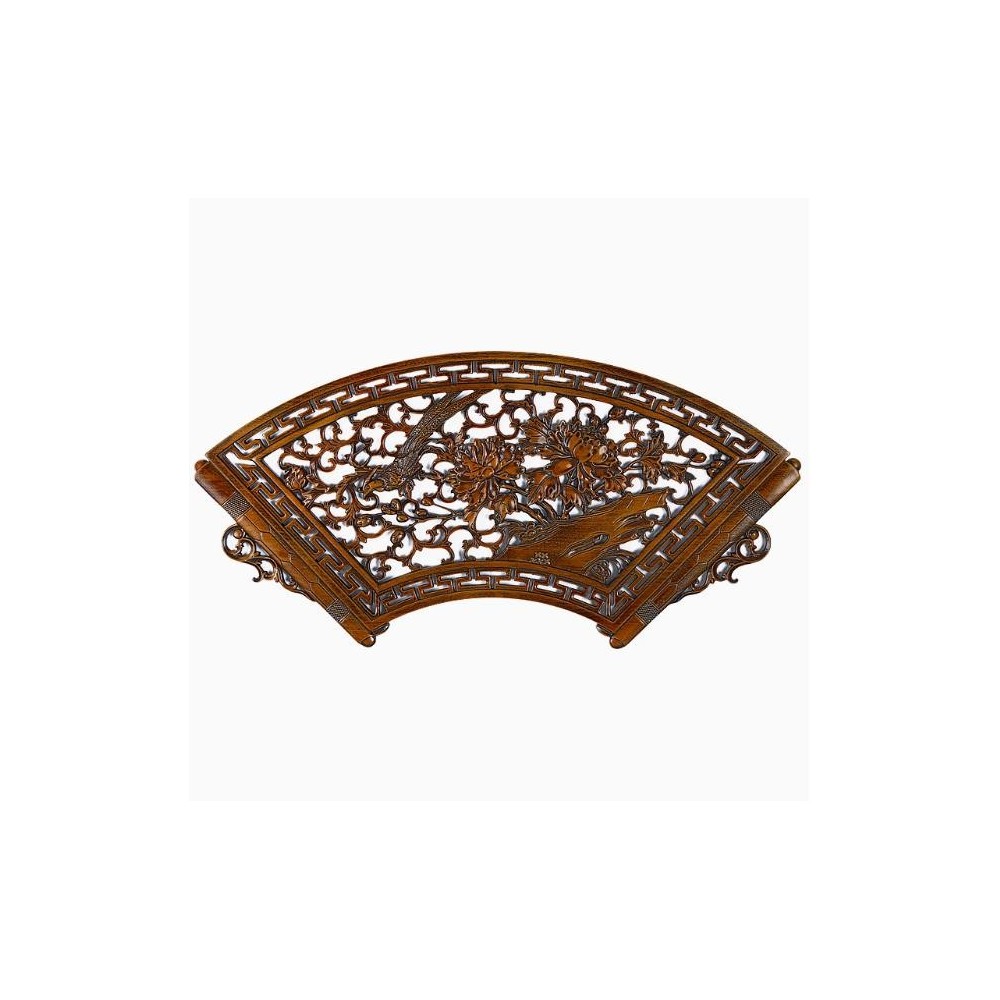 Dongyang wood carving pendant Chinese fan-shaped wall hanging solid wood carving crafts Dongyang wood carving pendant Chinese fan-shaped wall hanging solid wood carving crafts
