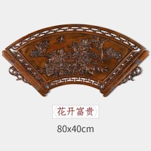 Dongyang wood carving pendant Chinese fan-shaped wall hanging solid wood carving crafts