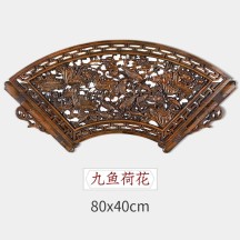 Dongyang wood carving pendant Chinese fan-shaped wall hanging solid wood carving crafts