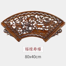 Dongyang wood carving pendant Chinese fan-shaped wall hanging solid wood carving crafts