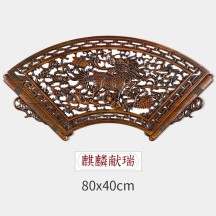 Dongyang wood carving pendant Chinese fan-shaped wall hanging solid wood carving crafts