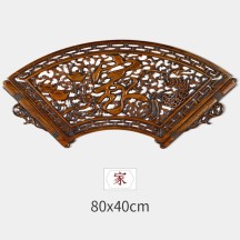 Dongyang wood carving pendant Chinese fan-shaped wall hanging solid wood carving crafts