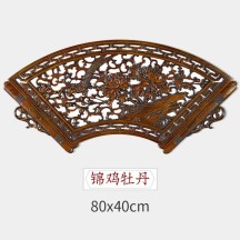 Dongyang wood carving pendant Chinese fan-shaped wall hanging solid wood carving crafts