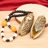 Brass Golden Cicada Portable Play Solid Desktop Ornament