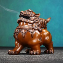 Purple copper Chaotian lion incense burner copper auspicious beast crafts