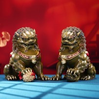 Colored copper door lion ornaments auspicious crafts