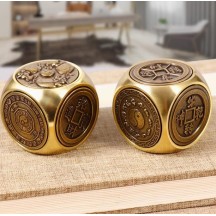 Brass Six-Sided Wealth Spinner – Decorative Handheld & Desktop Ornament