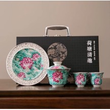 Dunhuang Gilded Silver Cultural Creative Tea Set – Business Gift