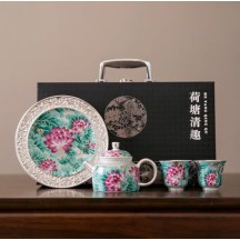 Dunhuang Gilded Silver Cultural Creative Tea Set – Business Gift