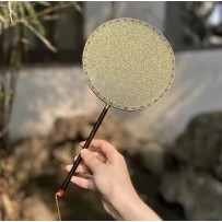 [Intangible Cultural Heritage Gift] Handmade Suzhou Specialty Kesi Silk Round Fan with Rare Gold Weaving"