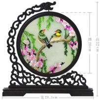 Hangzhou Design Suzhou Double-Sided Embroidery Ornament – Finished Table Screen in Traditional Chinese Style