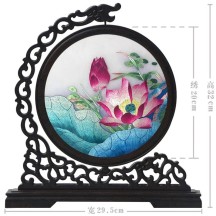 Hangzhou Design Suzhou Double-Sided Embroidery Ornament – Finished Table Screen in Traditional Chinese Style