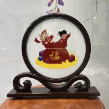 Finished Suzhou Embroidery Ornament – Handmade Double-Sided Embroidered Screen in Traditional Style
