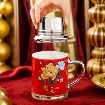 Vintage Retro-Style Chinese Ceramic Teapot and Mug