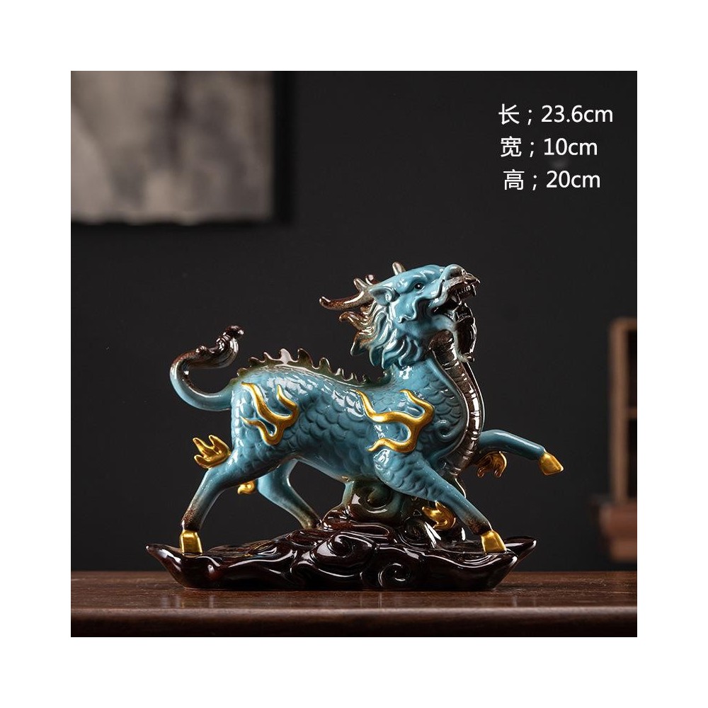 A pair of large male and female fire qilin figurines, wealth-attracting decorations A pair of large male and female fire qilin figurines, wealth-attracting decorations