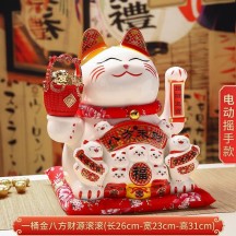 Ceramic Waving Lucky Cat Figurine – Automatic Waving Paw