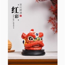 Awakening Lion Figurine – Guochao Intangible Cultural Heritage Ceramic Art Piece