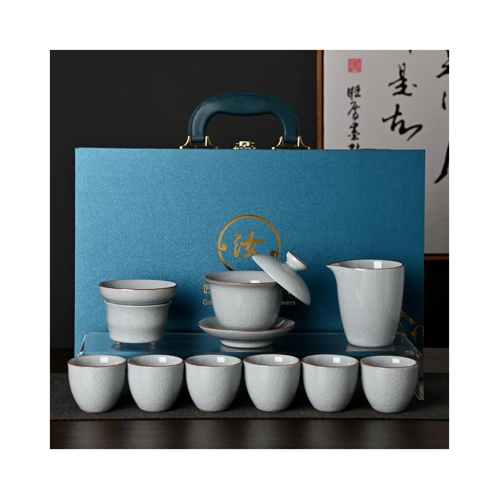 Suspended Lid Gaiwan Ru Kiln Tea Set – Complete Ceramic Gift Box Set Suspended Lid Gaiwan Ru Kiln Tea Set – Complete Ceramic Gift Box Set