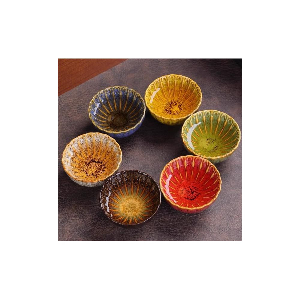 Kiln-Transmutation Tenmoku Small Tea Bowl Set – 6-Piece Ceramic Jian Zhan Cups in Gift Box Kiln-Transmutation Tenmoku Small Tea Bowl Set – 6-Piece Ceramic Jian Zhan Cups in Gift Box