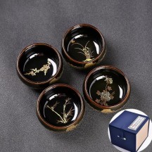 Kiln-Transmutation Tenmoku Gongfu Teacup – Ceramic Master’s Cup for Personal Tea Tasting