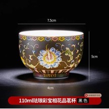 Famille Rose Ceramic Brewing Cup – Single Personal Tasting Tea Cup