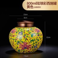 Ceramic Famille Rose Tea Canister – Mini Small Sealed Jar with Tin Lid