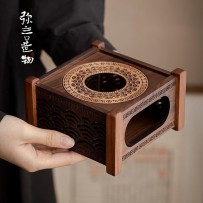 Walnut Wood Tea Warmer with Candle or Alcohol Burner – Household Tea Warming Base, Tea Ceremony Accessory