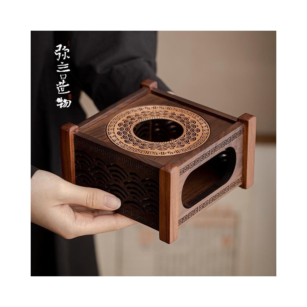 Walnut Wood Tea Warmer with Candle or Alcohol Burner – Household Tea Warming Base, Tea Ceremony Accessory Walnut Wood Tea Warmer with Candle or Alcohol Burner – Household Tea Warming Base, Tea Ceremony Accessory