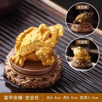 Golden Toad Tea Pet – Premium Nurturable Teaware Ornament, High-End Color-Changing Toad Figurine