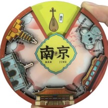 Guochao Style In-Stock Chinese Tourist City Rotating Wooden Fridge Magnet