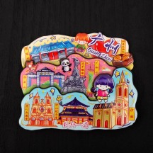 City Wooden Fridge Magnet – Souvenir Magnetic Sticker