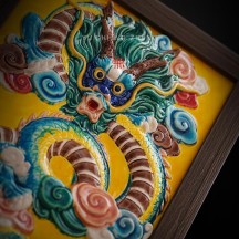 Chaozhou Ceramic Relief Hand-Painted Azure Dragon Hanging Plate