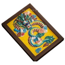 Chaozhou Ceramic Relief Hand-Painted Azure Dragon Hanging Plate