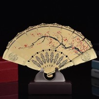 Peking Opera Mask Gold Fan Ornament – Gift and Decorative Craft Item