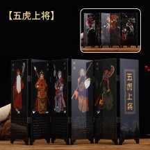 Peking Opera Mask Mini Folding Screen – Traditional Chinese Craft Ornament