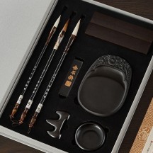 Four Treasures of the Study Gift Set – Brush, Ink, Paper, and Inkstone Boxed Set