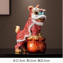Guochao Lucky Lion Decor Pair – Fortune Figurines for Living Room