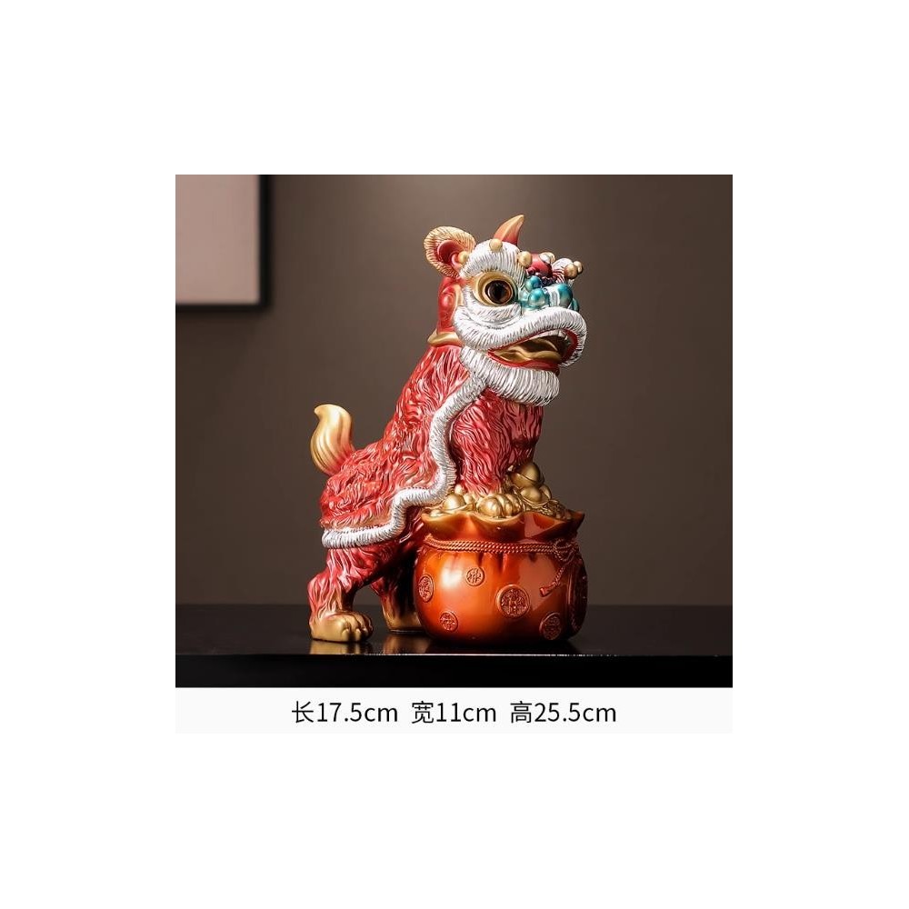 Guochao Lucky Lion Decor Pair – Fortune Figurines for Living Room Guochao Lucky Lion Decor Pair – Fortune Figurines for Living Room