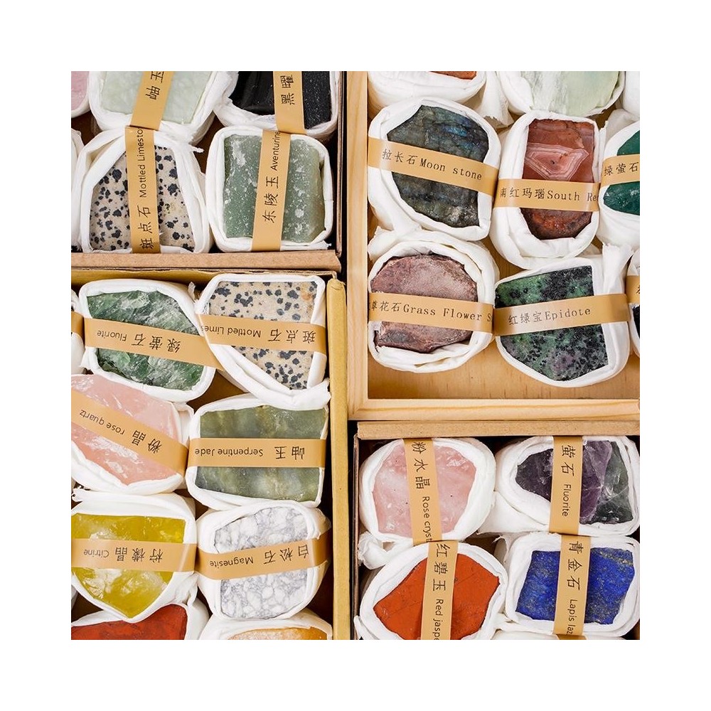Natural Crystal Raw Stone Ornament – Mineral Specimen Box with Geode or Gemstone Display Natural Crystal Raw Stone Ornament – Mineral Specimen Box with Geode or Gemstone Display