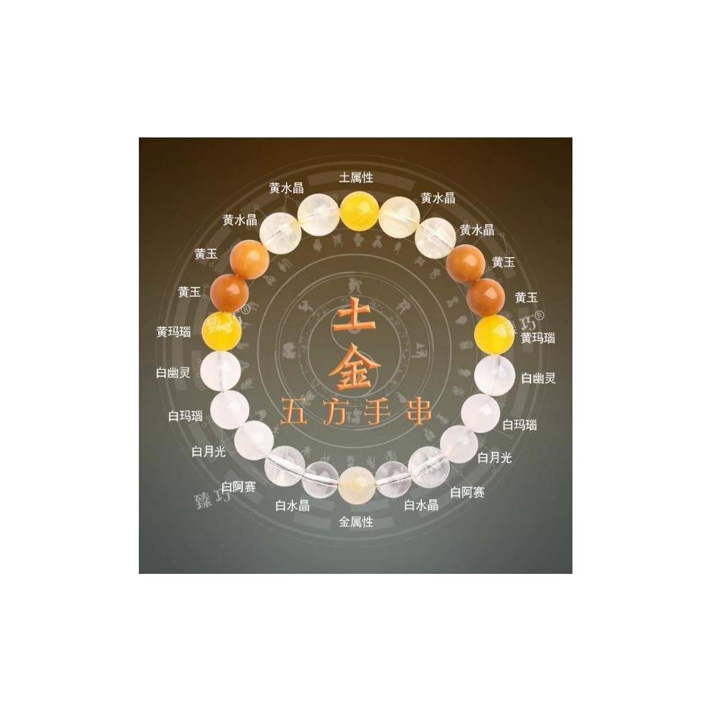 Five Elements Multi-Gemstone Bracelet – Yellow Agate, White Moonstone, and Natural Crystals Five Elements Multi-Gemstone Bracelet – Yellow Agate, White Moonstone, and Natural Crystals